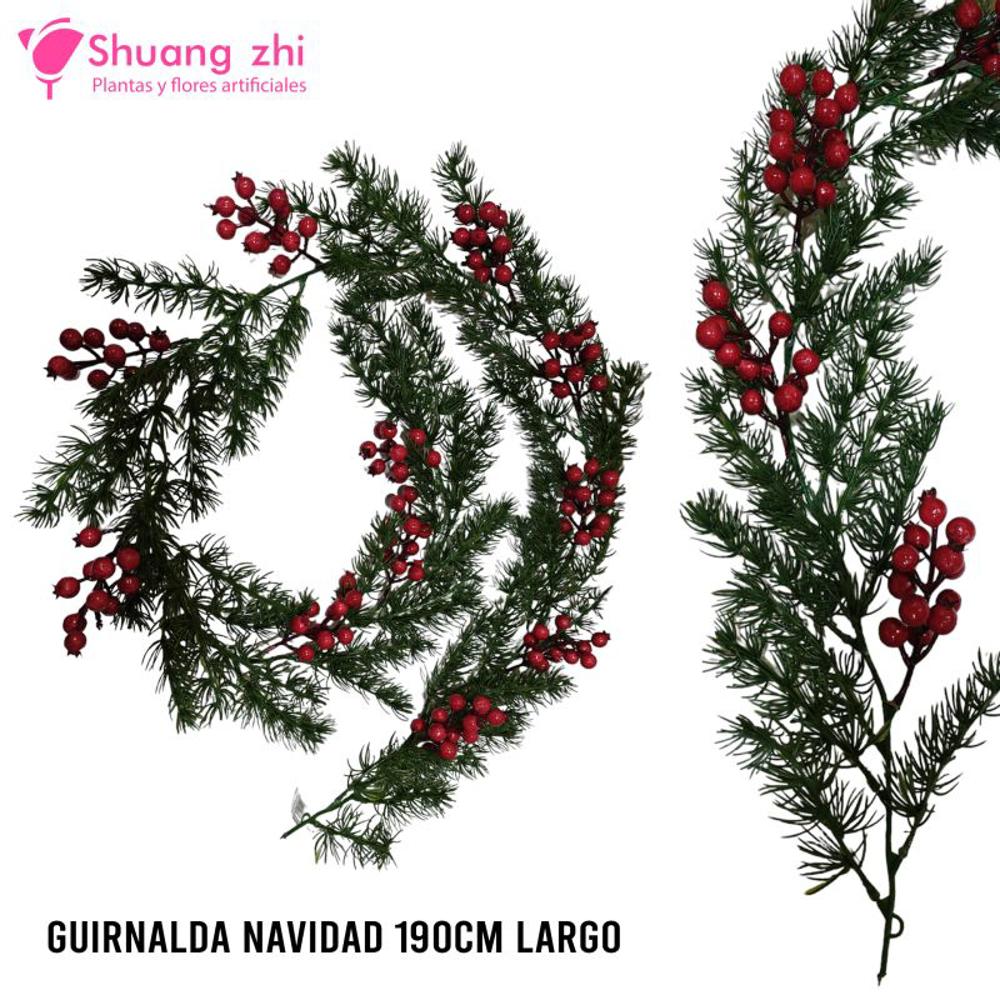 GUIRNALDA PINO NAVIDAD 190CM CON ACEBO?1787598233